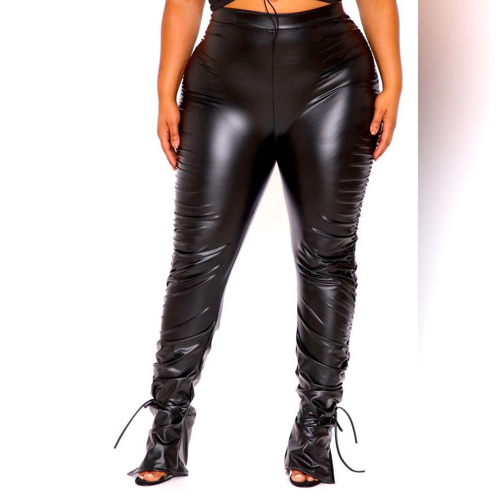 Heatwave Faux Leather Stacked Pants